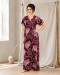Belavastra Premium Alpine Printed Nighty - Royal Wine Vintage Floral
