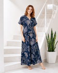 Belavastra Premium Alpine Printed Nighty - Indigo Blue Vintage Floral