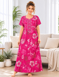 Belavastra Premium Alpine Printed Nighty - Magenta Pink Botanical Floral