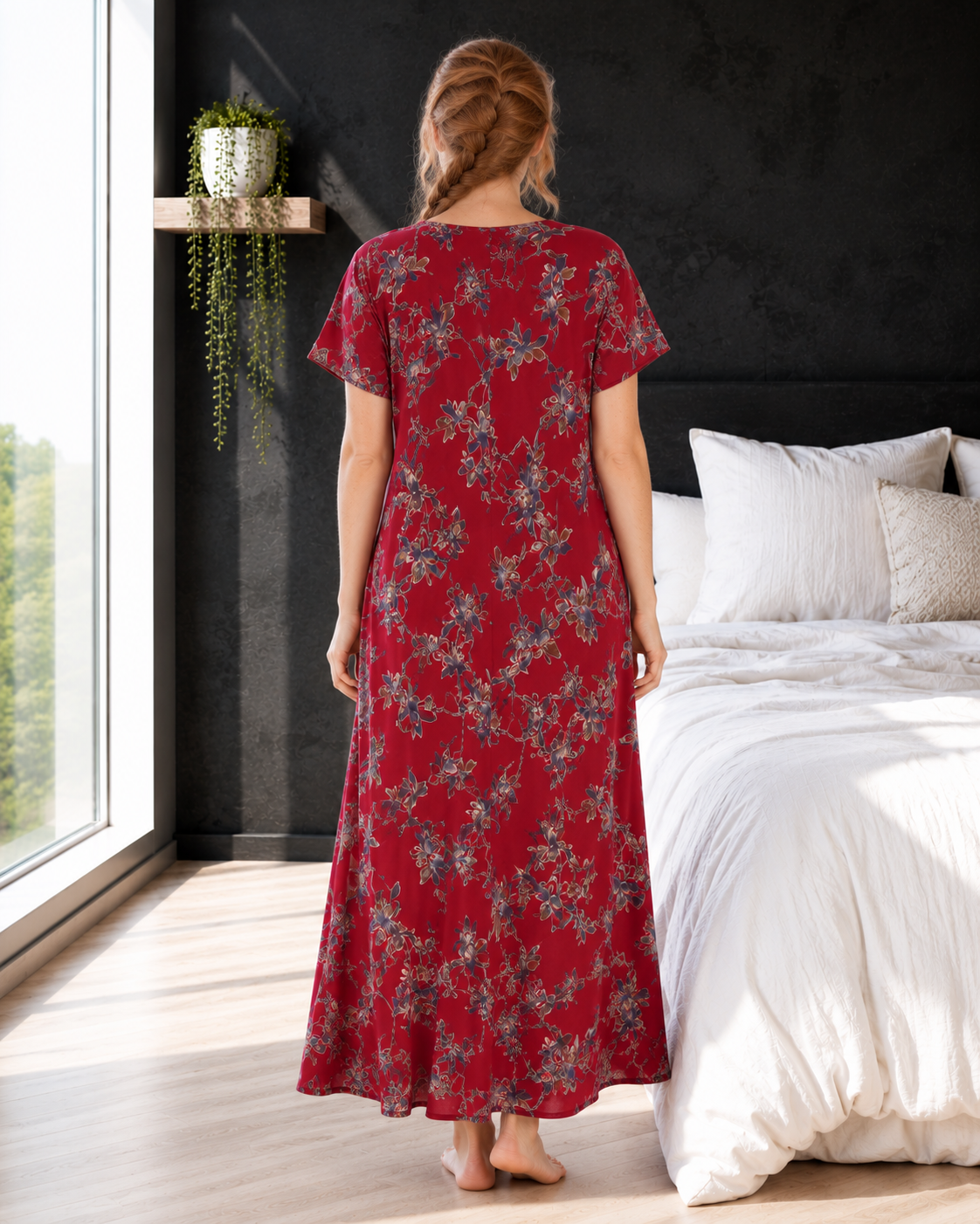 Belavastra Crimson Floral Alpine Nighty