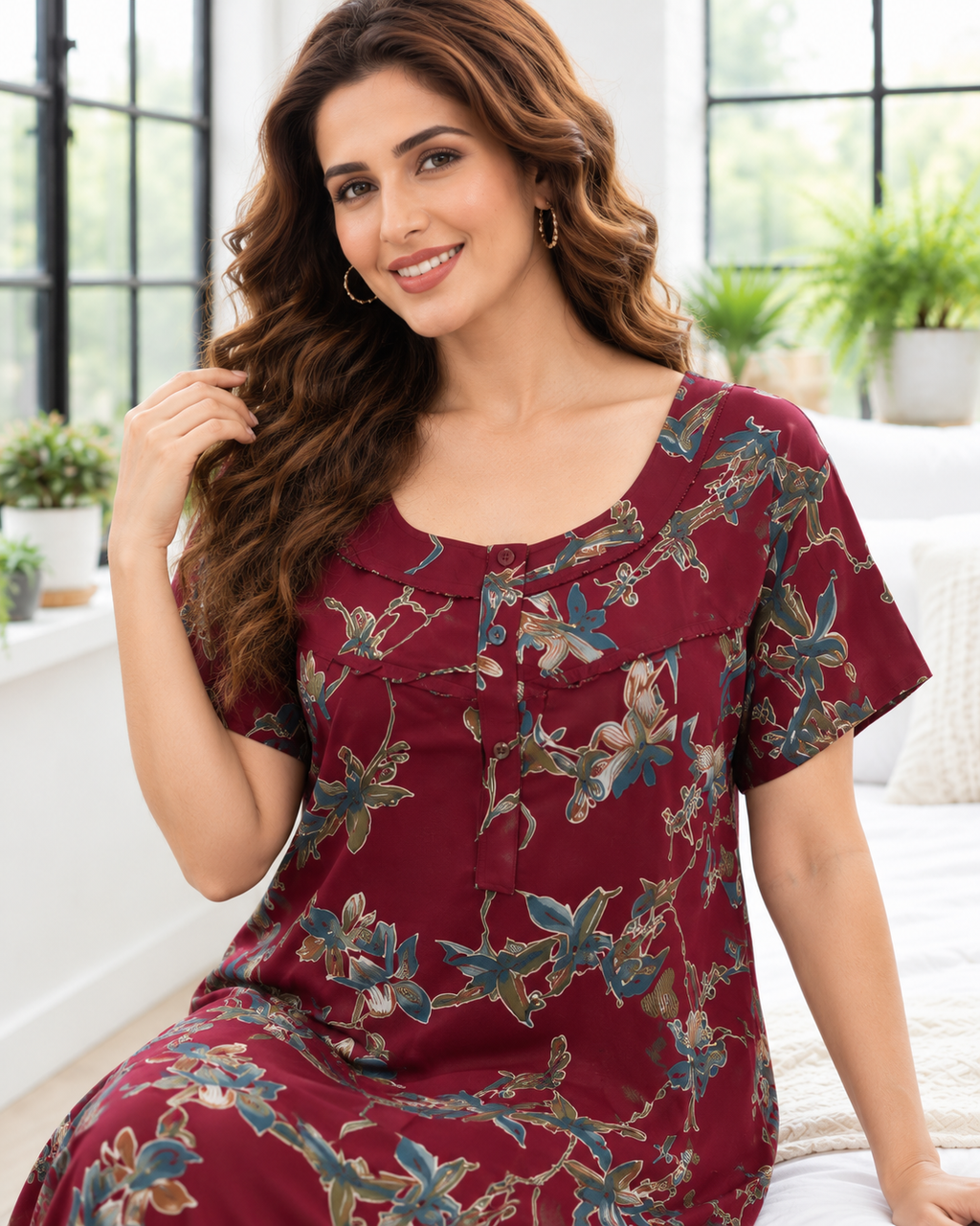Belavastra Wine Floral Alpine Nighty