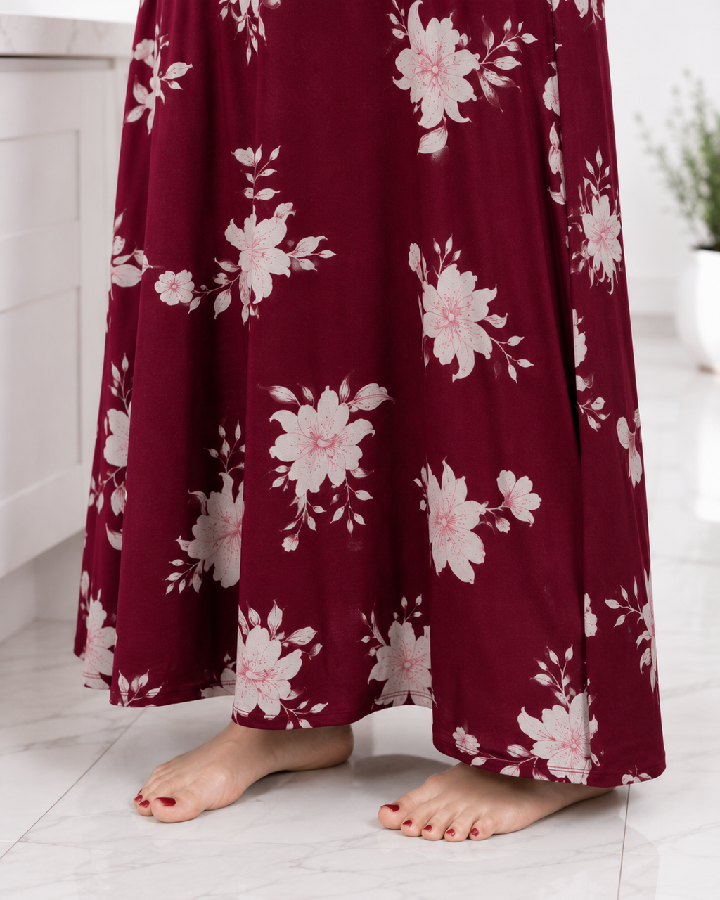 Belavastra Burgundy Floral Alpine Nighty