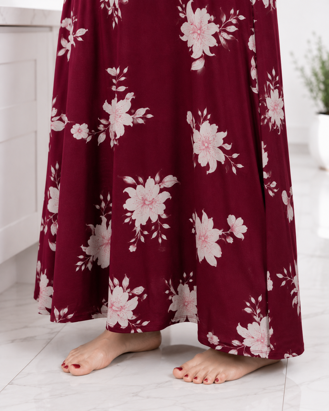 Belavastra Burgundy Floral Alpine Nighty