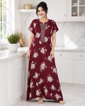 Belavastra Burgundy Floral Alpine Nighty