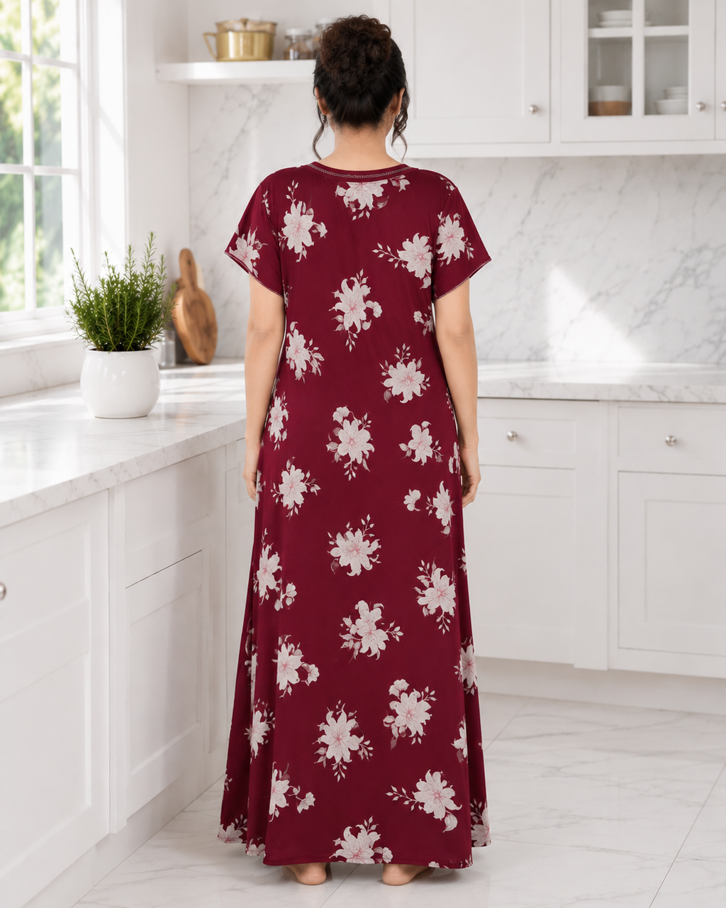 Belavastra Burgundy Floral Alpine Nighty