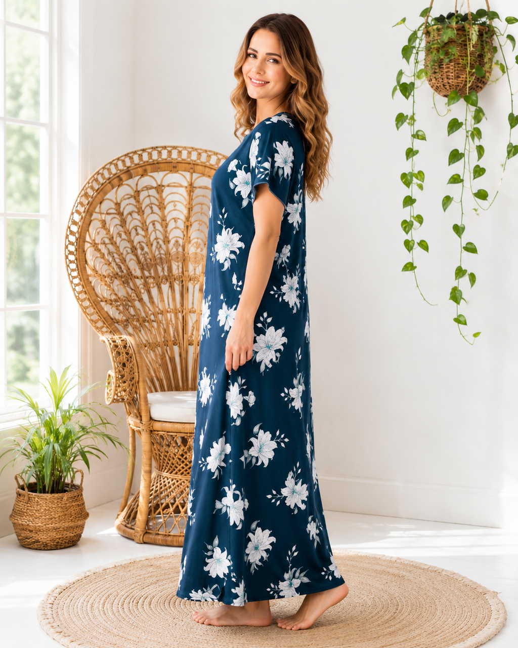Belavastra Ocean Blue Floral Alpine Nighty