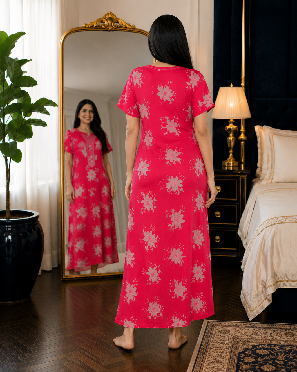 Belavastra Magenta Floral Alpine Nighty