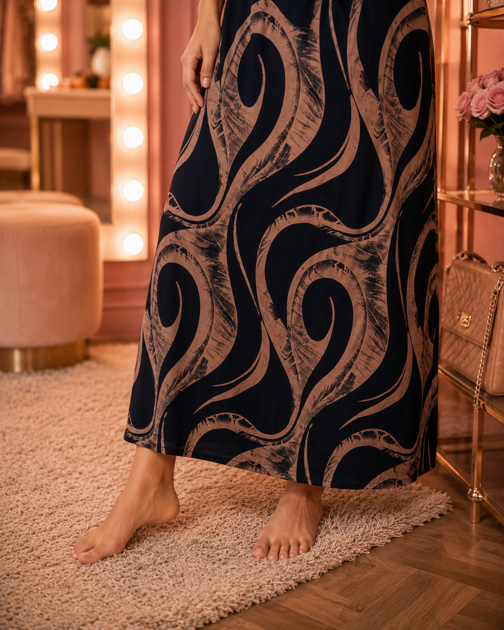 Belavastra Midnight Abstract Rayon Nighty