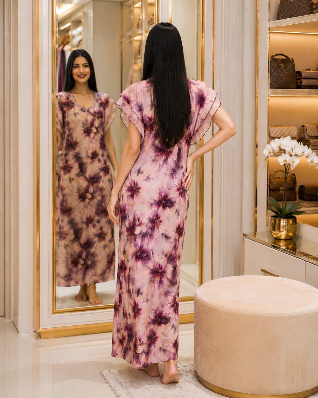Belavastra Ultra-Soft Rayon Floral Print Maxi Nighty