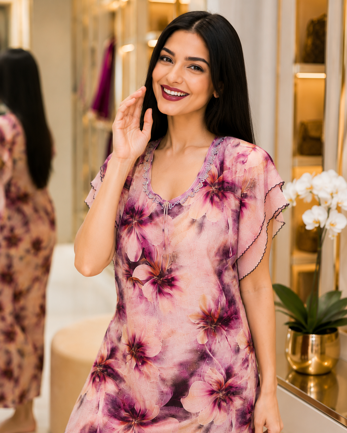 Belavastra Ultra-Soft Rayon Floral Print Maxi Nighty