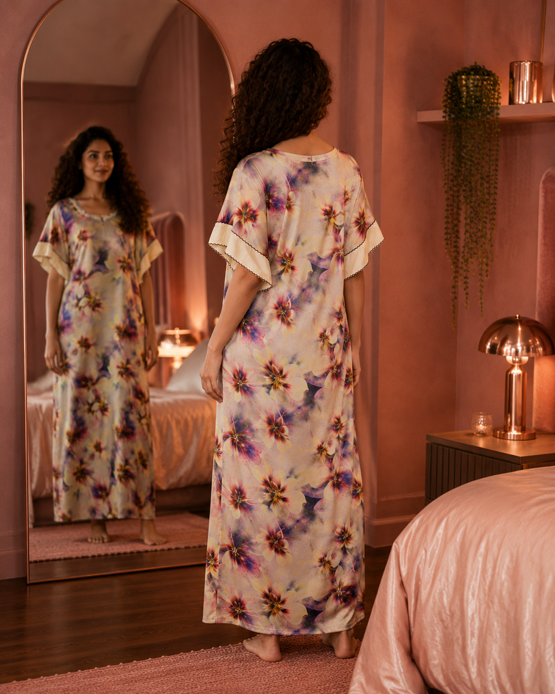 Belavastra Pastel Watercolor Floral Rayon Nighty