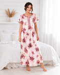 Belavastra Premium Glossy Satin Nighty - Blush Pink & Heavy Lace Ruffle Maxi
