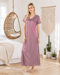 Belavastra Luxury Silk Softy Long Nightgown - Elegant Lace V-Neck