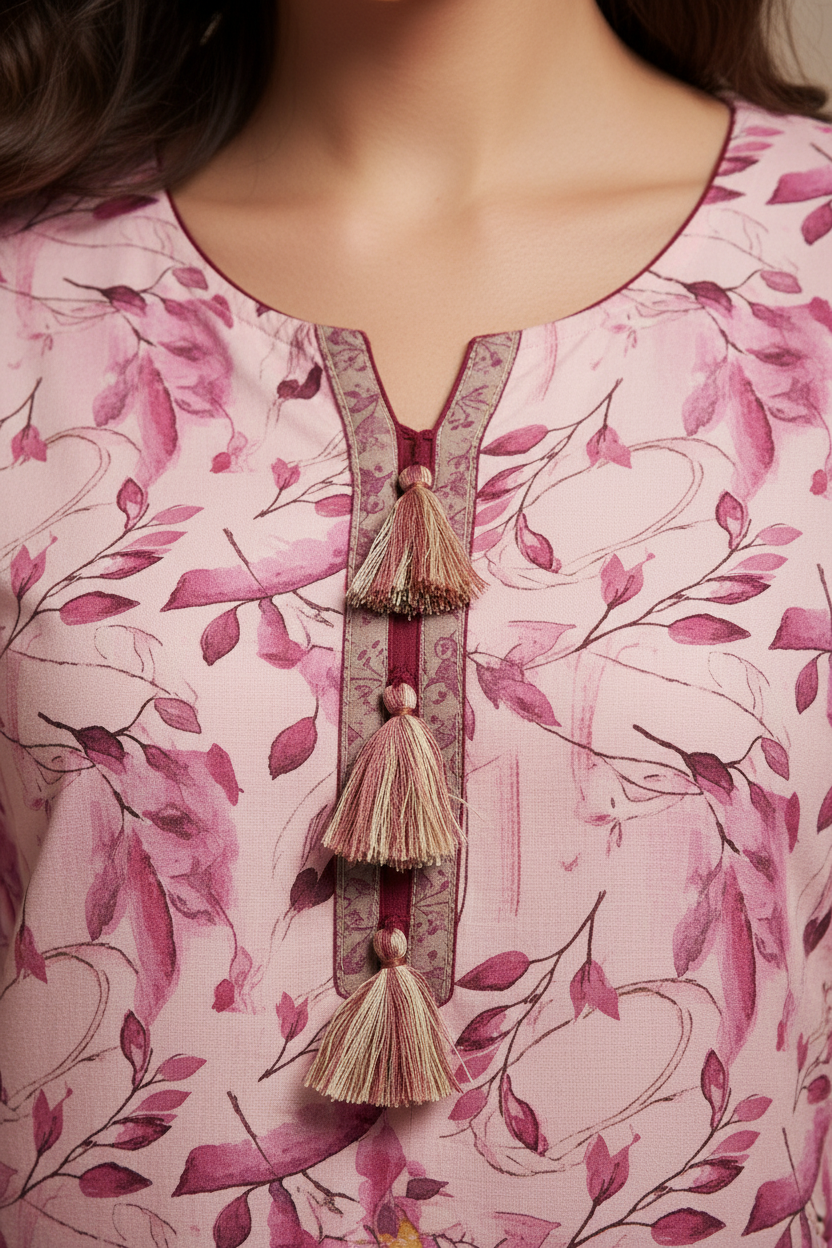 Floral Dreams Rayon Nighty - Pink Rayon Print Nighty For Women