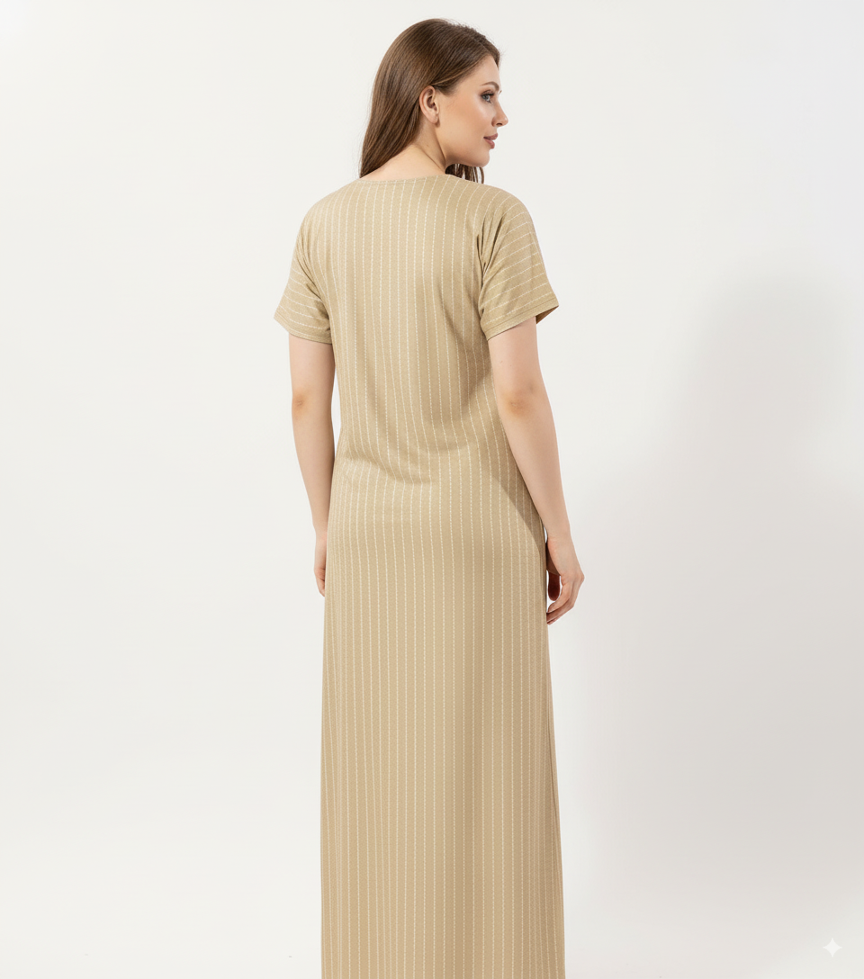 Sandstone Beige Alpine Alpine Print Nighty For Women