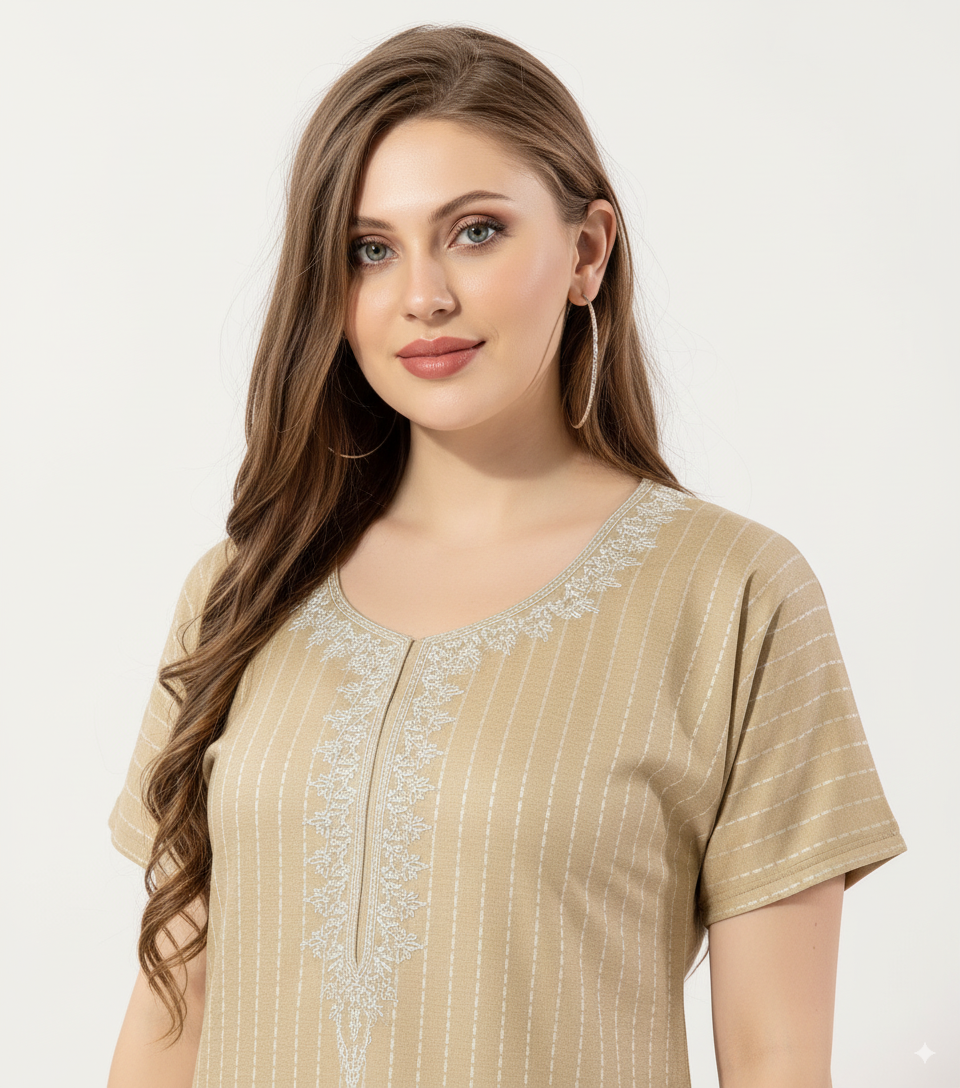 Sandstone Beige Alpine Alpine Print Nighty For Women