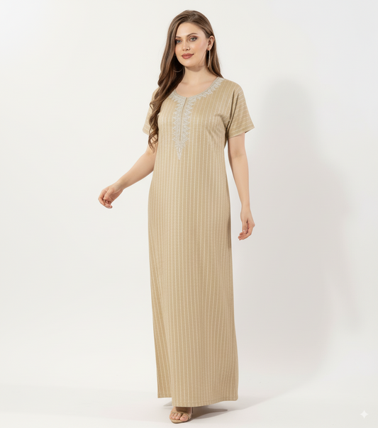 Sandstone Beige Alpine Alpine Print Nighty For Women
