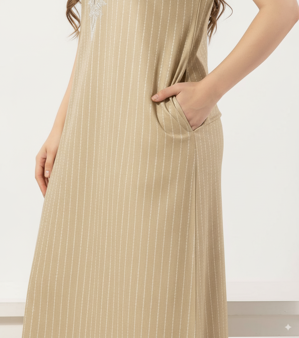 Sandstone Beige Alpine Alpine Print Nighty For Women