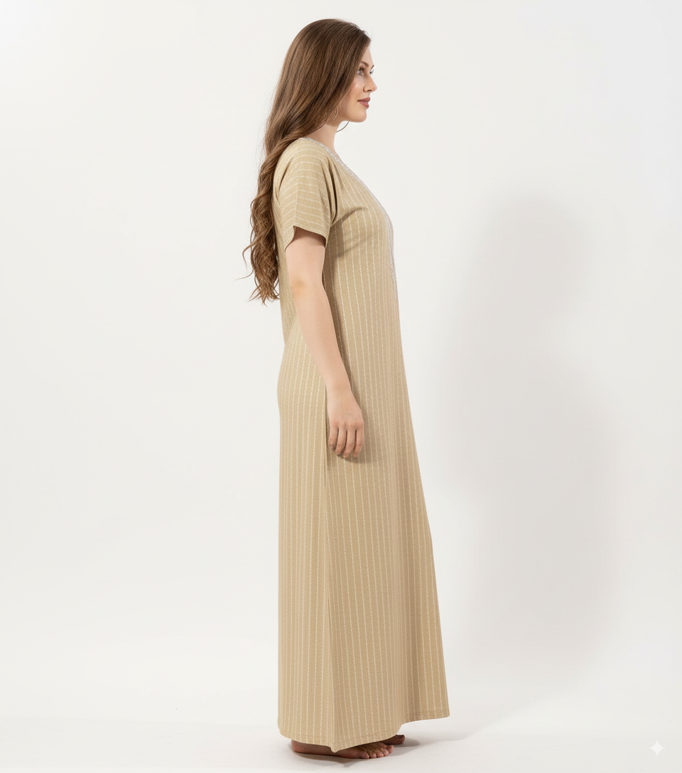 Sandstone Beige Alpine Alpine Print Nighty For Women